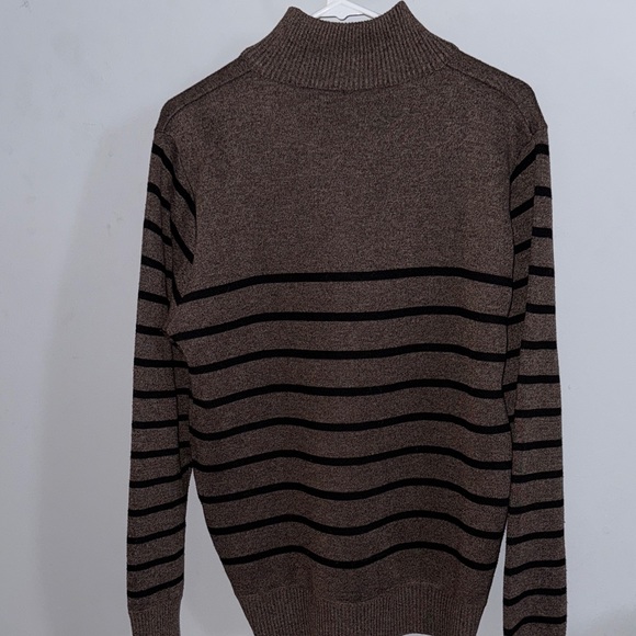 Men's Brown Striped True Rock 1/4 Zip Sweater Medium - Picture 6 of 6